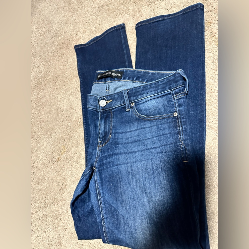 Express Dark Blue Straight Leg Jeans